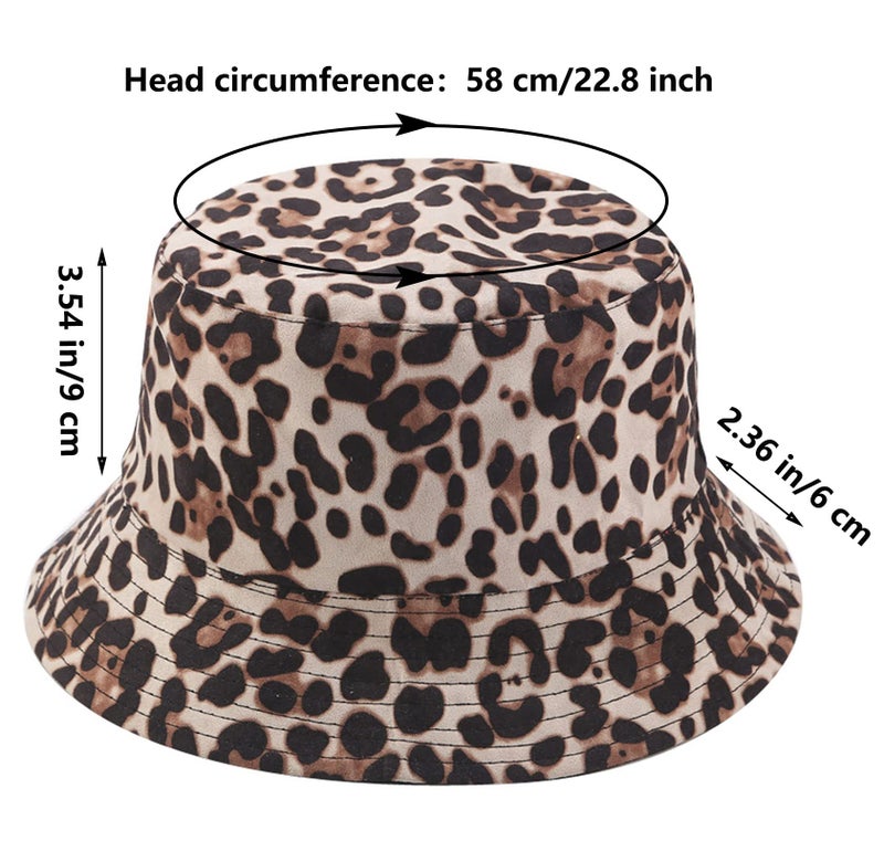 Joylife Animal Print Bucket Hat Novelty Pattern Sun Hats Reversible Packable Fishing Cap for Women, Men, Beige - Image 4